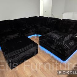 Brand New Sectional 6 Pcs Oversize Corduroy Fabric W/ LED Light $1399