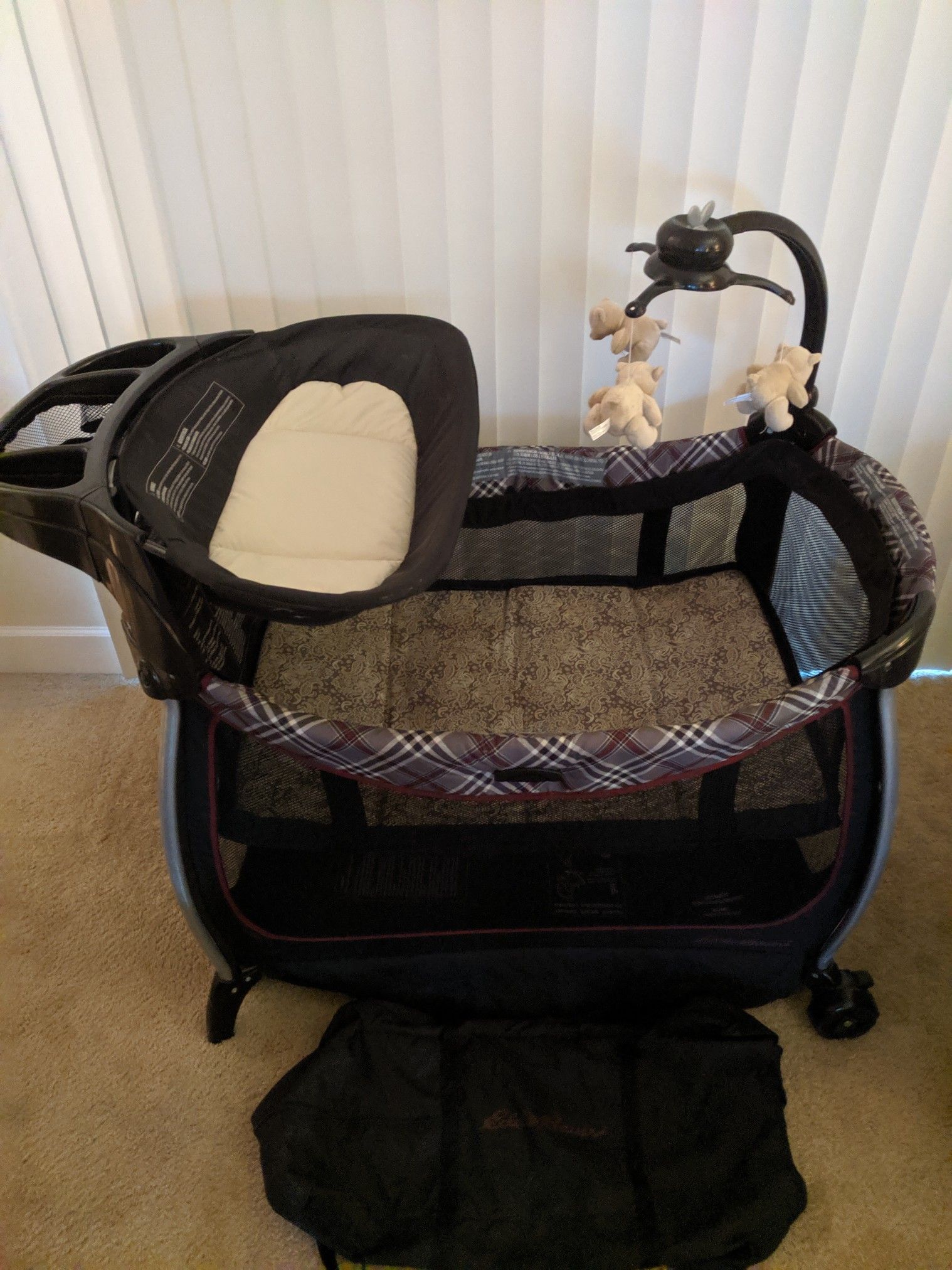 Eddie Bauer Pack-n-Play w/ Bassinet & Toy Mobile