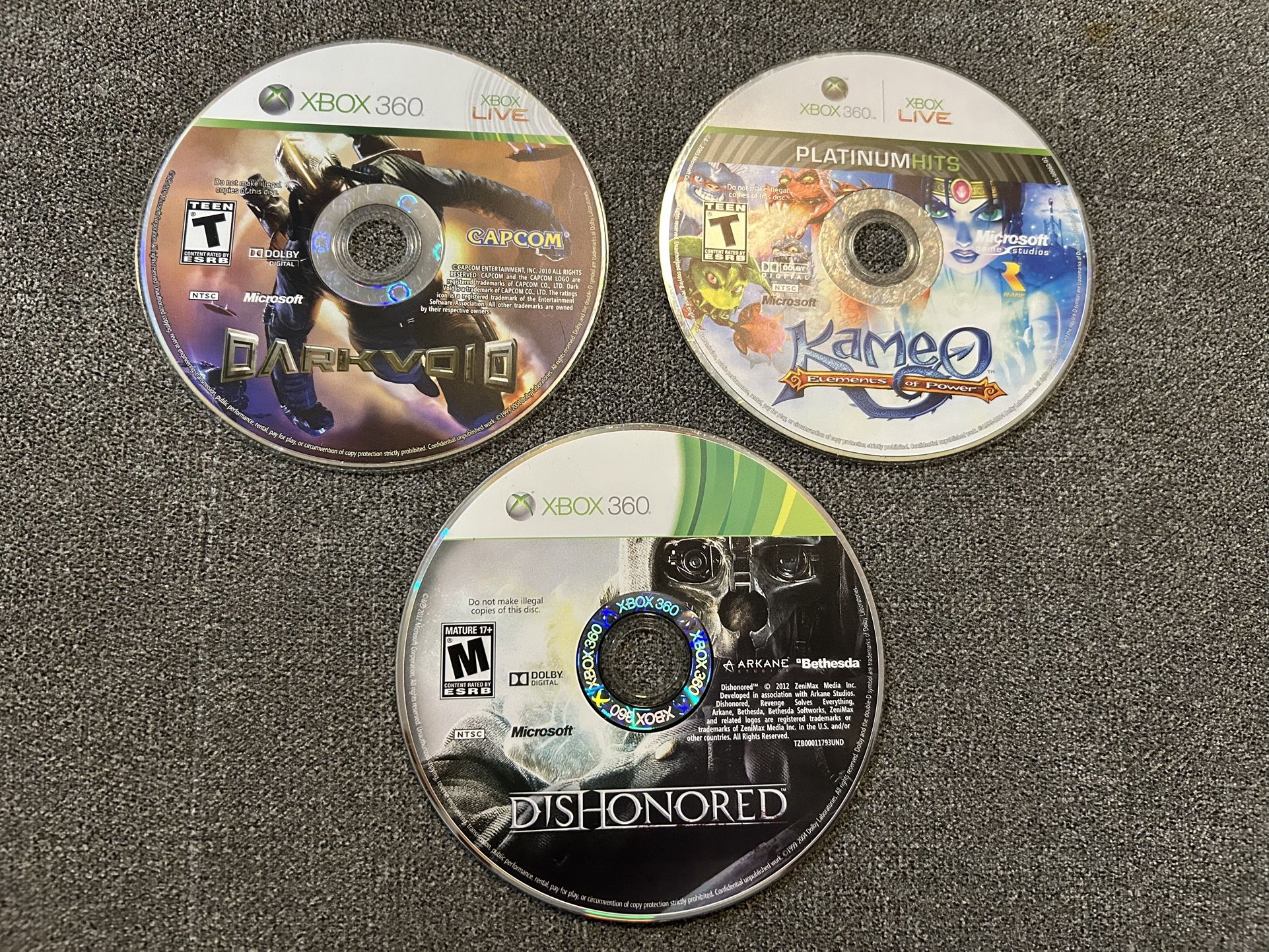 Kameo Elements Of Power & Dark Void & Dishonored Xbox 360