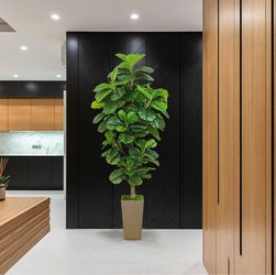 Pretty artificial plant fig tree 6 ft tall with planter ! Brand New