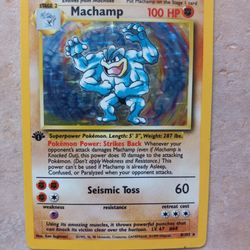 Holographic 1st Edition 1995 Base Set Machamp Pokemon Cards 
