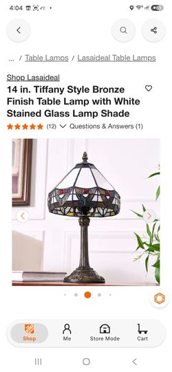 Tiffany Style Bronze Table Lamp Stained Glass Shade