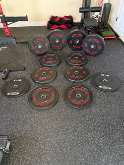Ethos Bumper Plate set; 320 lbs (+ pair of 10 lb plates; 340 lb total)