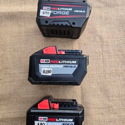 Milwaukee batteries prices on picture