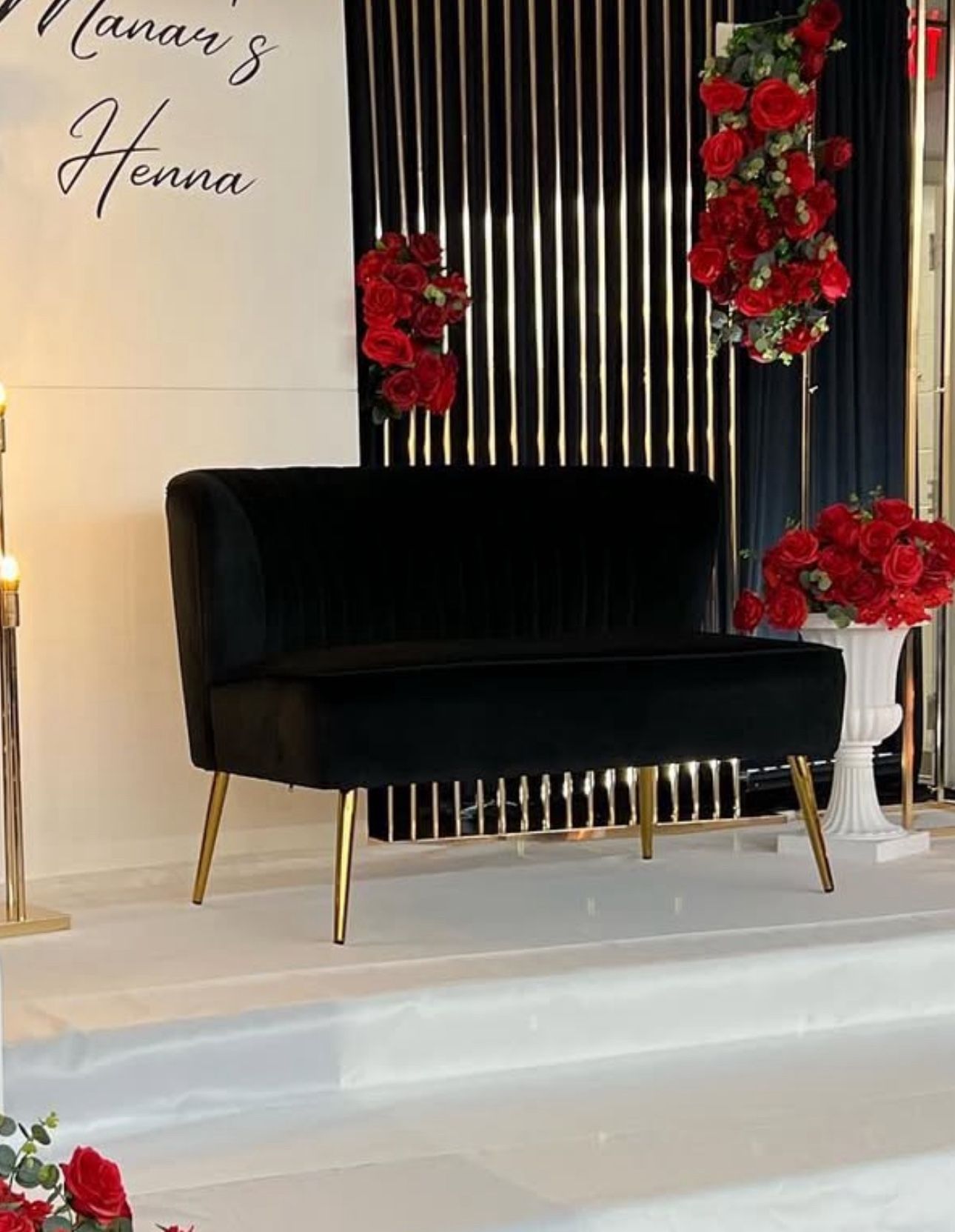 Black Velvet Loveseat - Sofa