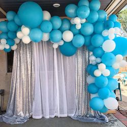 Garland Balloons and Backdrop Set Up
