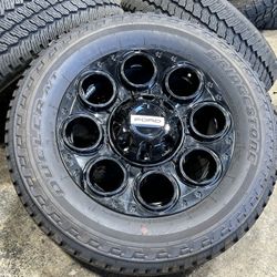 4x Ford F250 Super Duty 20" Black OEM Wheels Bridgestone A/T Tires LT275/65R20