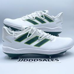 Adidas Adizero Afterburner 8 White Green Baseball Cleats H00973 Men’s Sizes