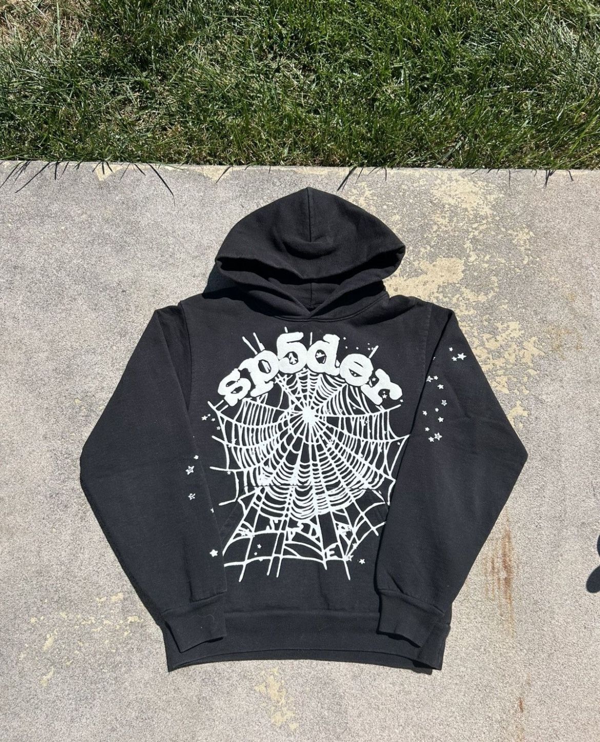 OG Web Sp5der Black and White Hoodie Adults Size Small