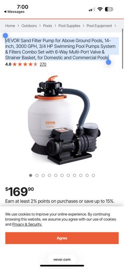 VEVOR Sand Filter Pump for Above Ground Pools, 14-inch, 3000 GPH, 3/4 HP Swimming Pool Pumps System & Filters Combo Set with 6-Way Multi-Port Valve & 