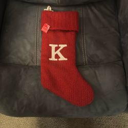 New With Tags Red Initial K Full Size Stocking Christmas Decoration Gift Holiday