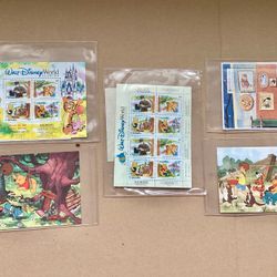 Vtg. 1996 Walt Disney World + Winnie The Pooh Set of 23 Postage Stamps Canada, Sierra Leone, Guyana Etc. COA