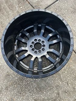 Four Universal 20”x12” Black 5 Lug Rims