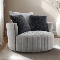 Oversize Gray Accent Swivel Chair Brand New In Box 