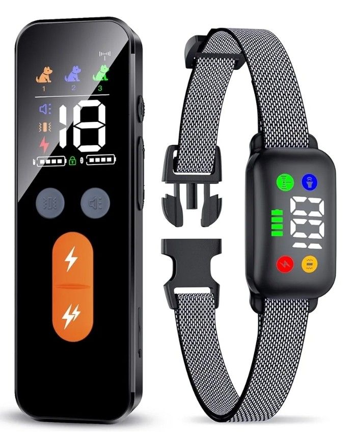 Anti Bark Collar Dog Training Collar with Remote, Dog Shock Collar with Remote Control for Medium Large Dogs 40-120lbs Waterproof, Shock Collar for Do