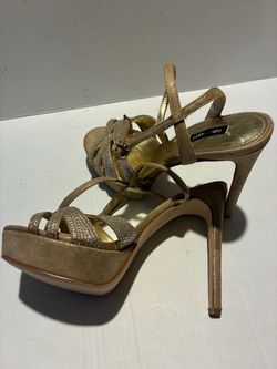 Nine West Gold Strappy Platform Heels