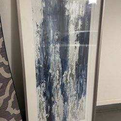Modern Large Wall Art Silver Blue