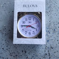 Bulova Brass Double Twin Bell Glow Keywind Travel Alarm Desk Nightstand Clock