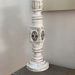 Home decor- wood candle stick pillar