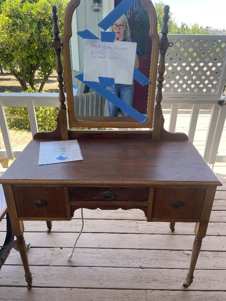 Antique Dressing Table And Mirror / Vanity