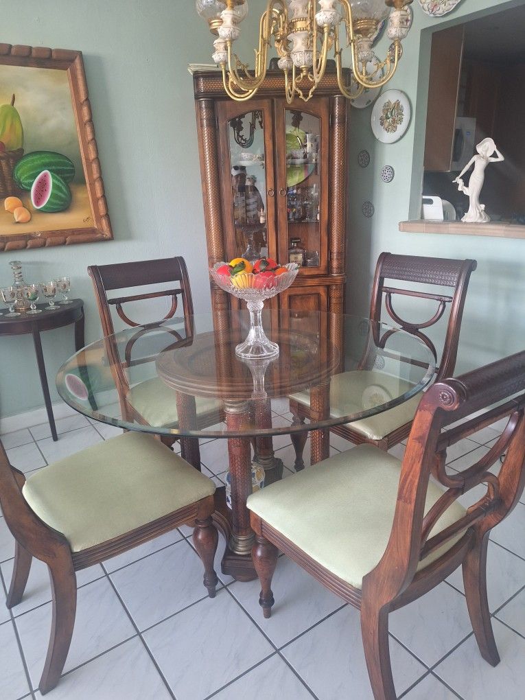 Wood Dining Room  with  Display Armoire