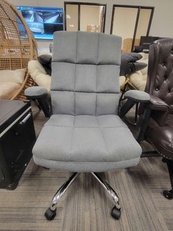 High Back Fabric Home Office Chair Comfotable Thick Padding Ergonomic Executive Computer Desk Chair with Flip-up Arms,Grey