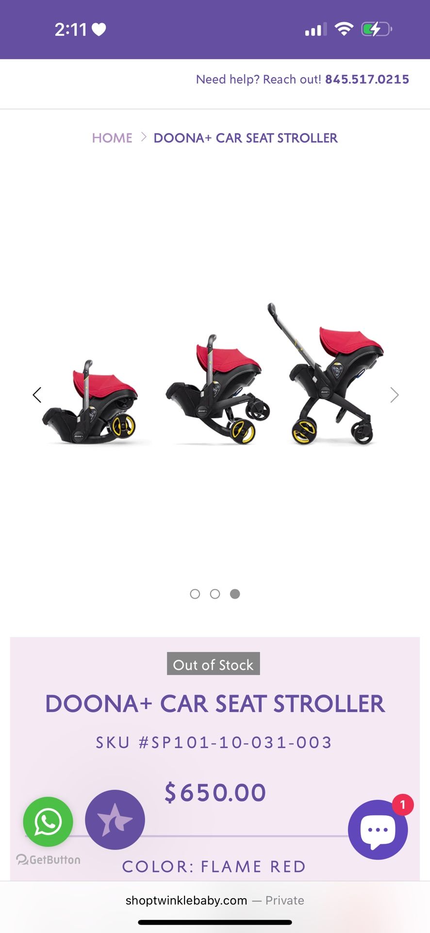 Doona + Car Seat Stroller + Base (Expiration 2027)
