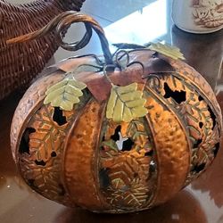 Fall decorative metal pumpkin decoration 11" Tall