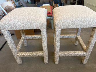 Matching Pair of Fully Upholstered Bar/Counter Stools