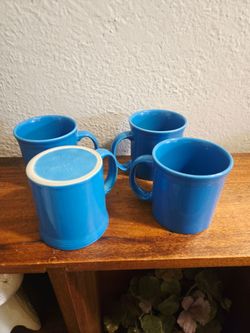 4 Fiestaware Peacock Blue Fiesta Coffee Mug Cups USA all $15 Great Color