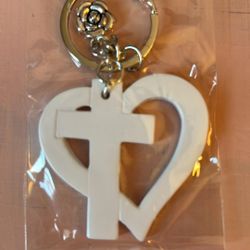 Heart And Cross Keychain 