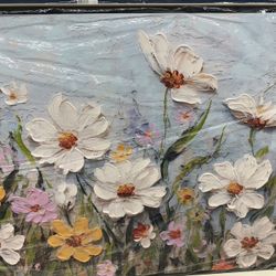 New 3D Textured Floral Canvas Painting