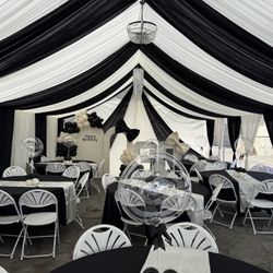 Ivory & Black Tent And Draping 