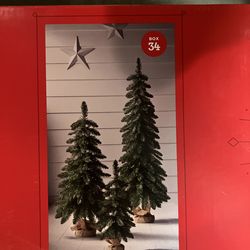 3 unlit Alberta spruce trees new in box