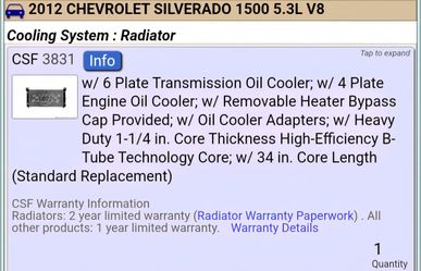 2012 CHEVY SILVERADO RADIATOR AND FLUID/ COOLER LINES