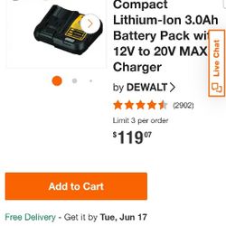 Dewalt 3Ah Battery And Charger 