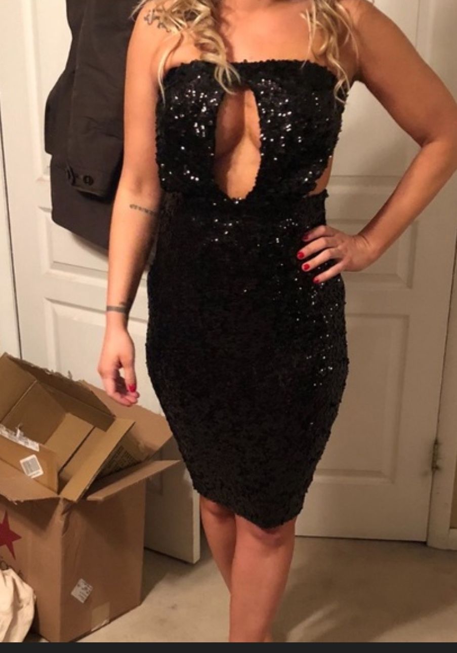 Sequin Sexy Cut Out Midi Party Club Dress