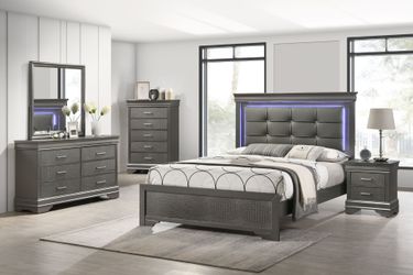 4 PC BEDROOM SET NEW IN BOX (MATTRESS AND CHEST SOLD SEPARATELY)