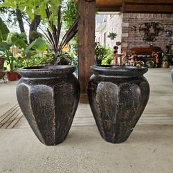Black Pumpkin Shape Clay Pots, Planters, Plants. Pottery, Talavera $80 cada una