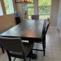 6-Piece Dining Set – Table, 4 Chairs & Bench 