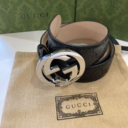 Gucci Black Leather Supreme Belt. Brand New 