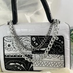 Faux Leather Bag White&Black