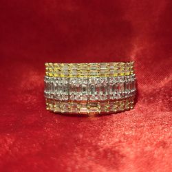 10k Yellow Gold Diamond Baguette Wedding Band Ring 2.05 ctw