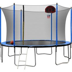 15 Ft Trampolline with Basketball Hoop