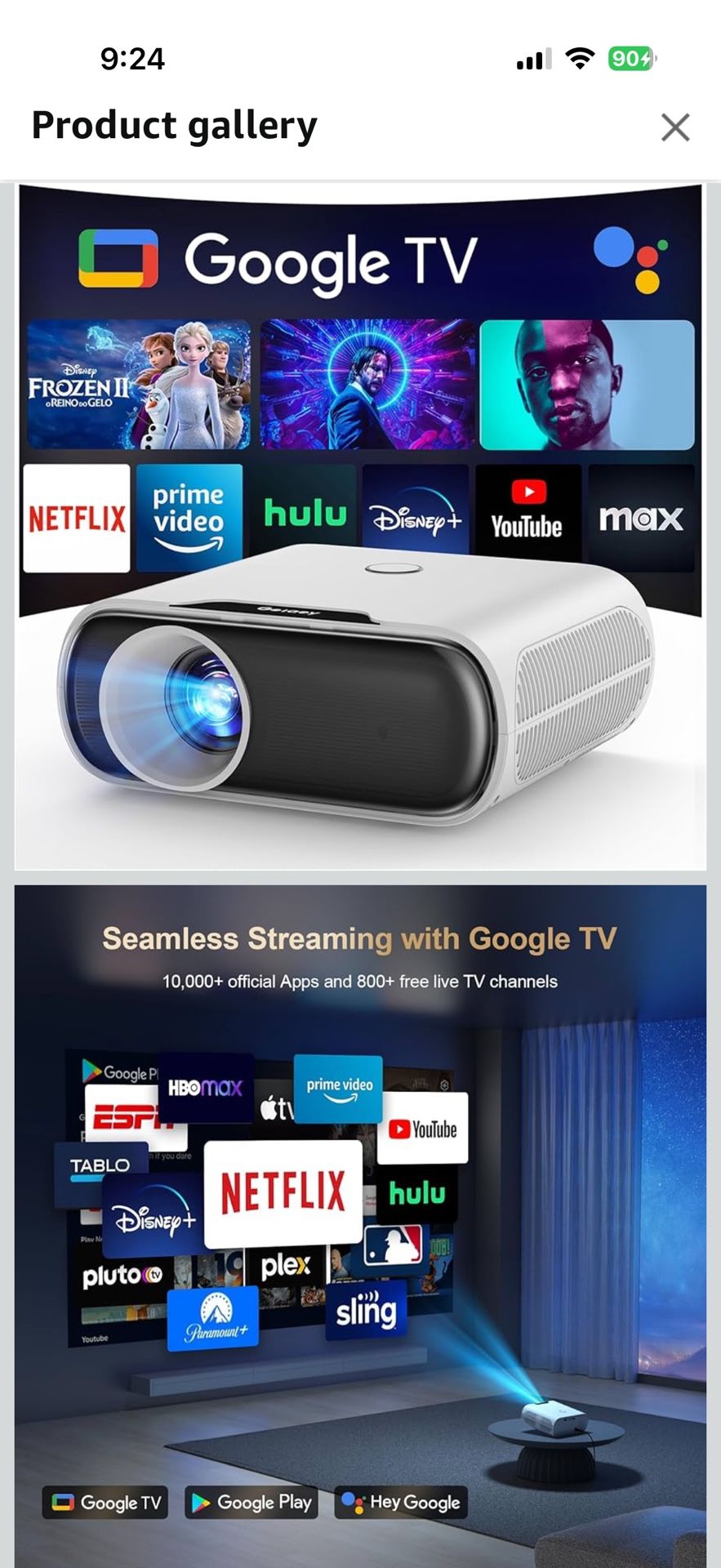 Brand New Projector with WiFi and Bluetooth, Goiaey 1000 ANSI Google TV Smart Portable Projector, Built-in Official Streaming Apps, Google Voice, Dolb