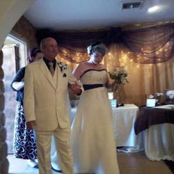 Size 14 ivory w/chocolate brown trim and corset back