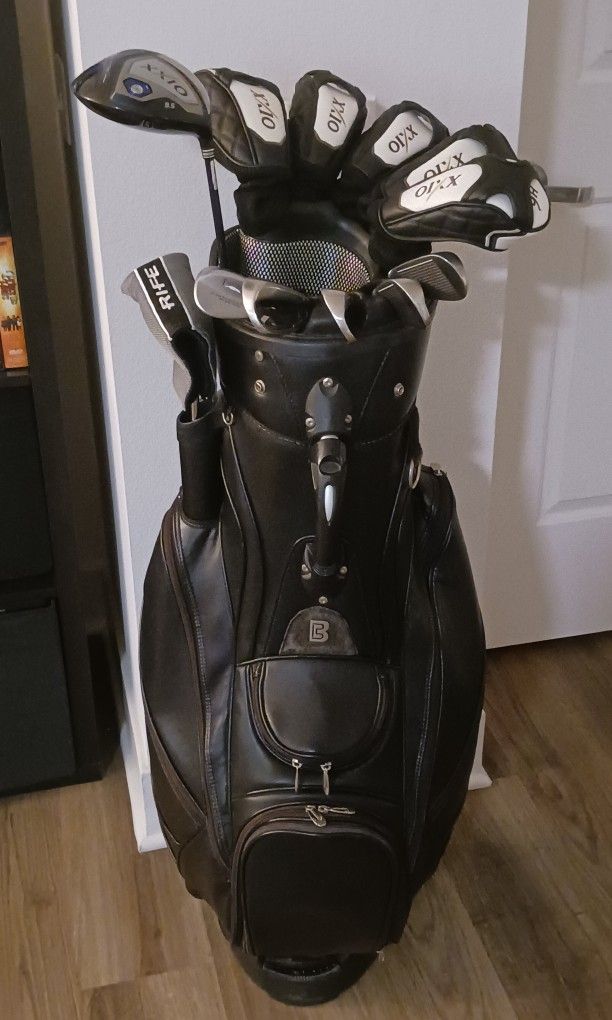 Golf Clubs XXIO10 Right-Handed REGULAR Flex Graphite Set 10 Pieces, Fourteen SW, Rife Putter, Bennington Organizer Cart Bag MINT CONDITION