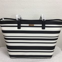 Brand New Kate Spade Black White Stripe Margareta Shore Street Tote Bag Purse