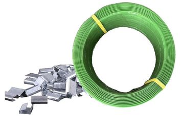 bigatoo  5/8" 1000" Green Clear Polypropylene (PP) Packaging Strap, Plastic Banding Strapping with 100pcs Metal Seal Buckles for Box Packing without t