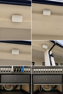 4 Sonos outdoor speakers with 2 amps